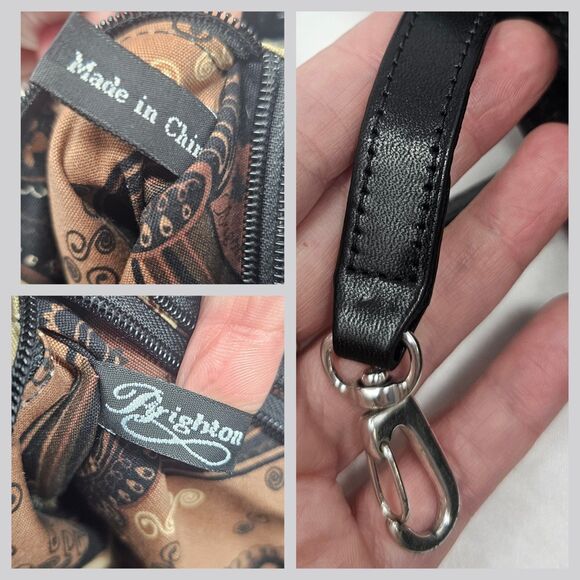 Brighton Womens Leather Crossbody Bag Wallet Organizer Purse Black Brown Charm - Picture 4 of 13